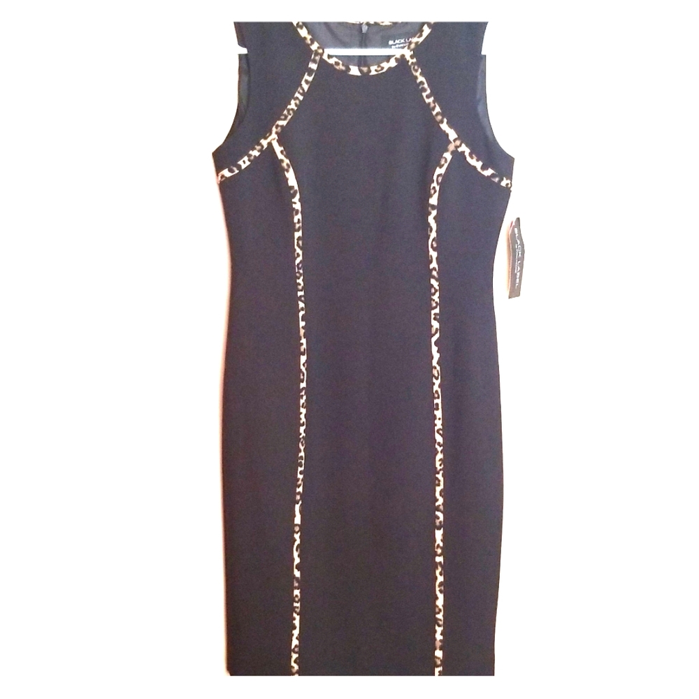 Black Label black w/leopard striped dress